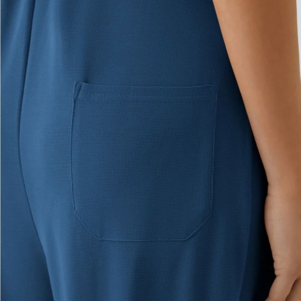 Halara Pockets Waffle Casual Jogger Overalls Women's Blue Jumpsuit Large - Picture 8 of 17